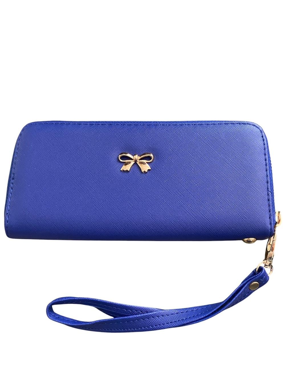 Blue Bow Zip-Around Wristlet Wallet - Unbranded